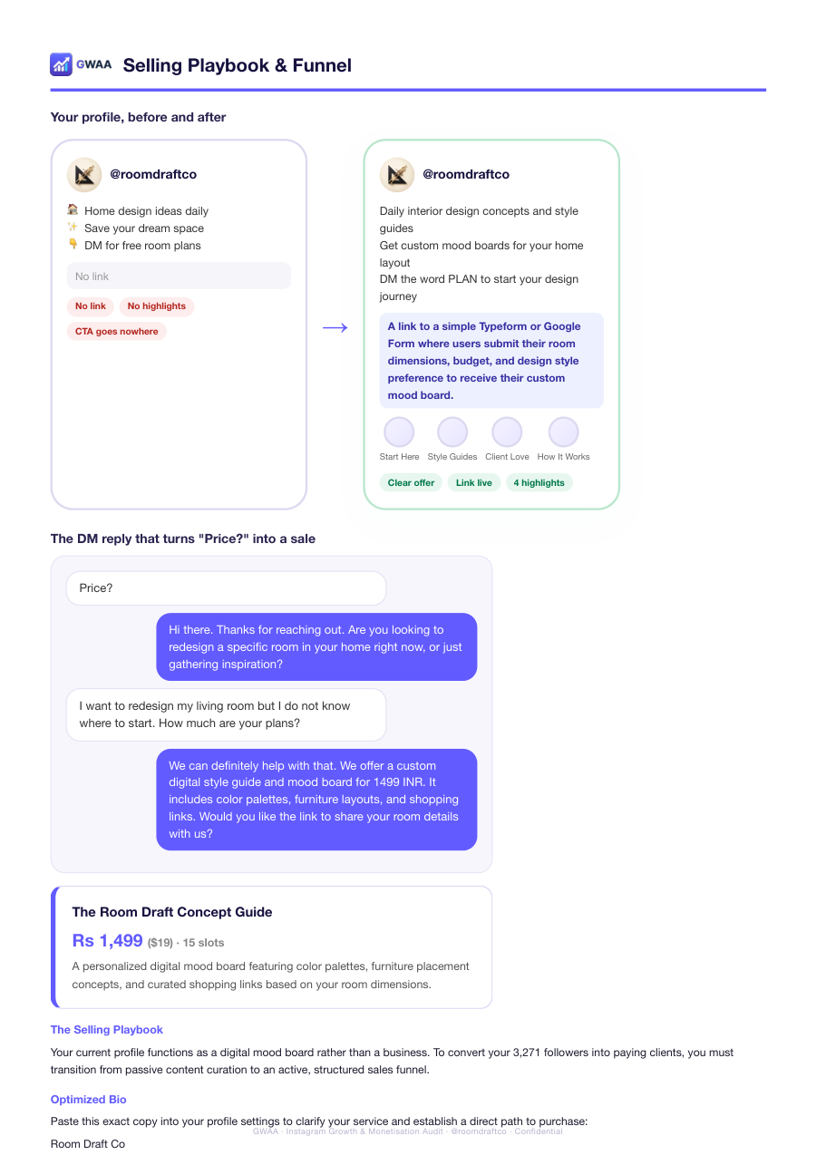 Your new bio + DM sales script